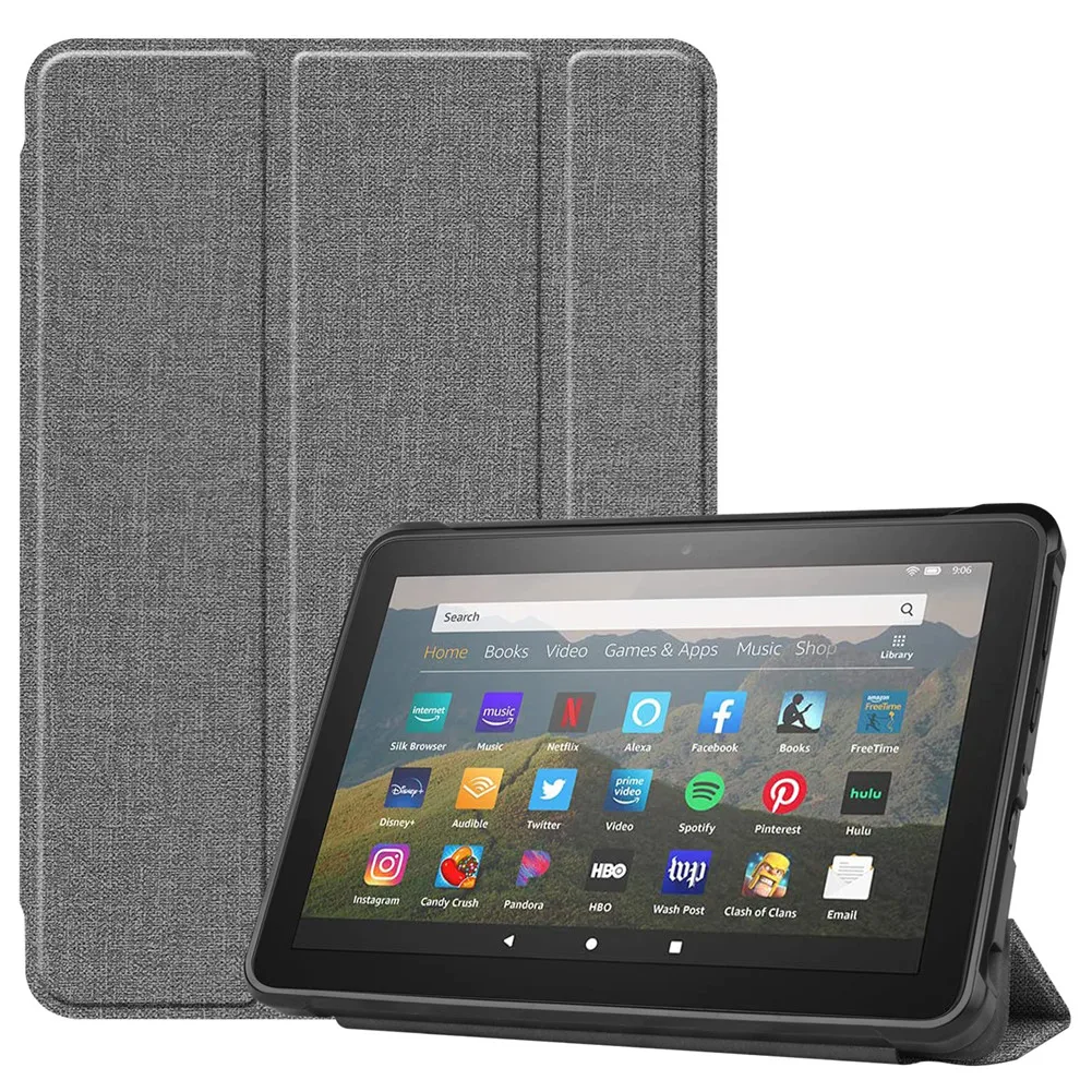 

Tri-folding Smart Case for Kindle fire HD 8 2020,TPU+PU Leather Shockproof Folio Flip Funda Cover for E-book fire HD 8 Plus 2020