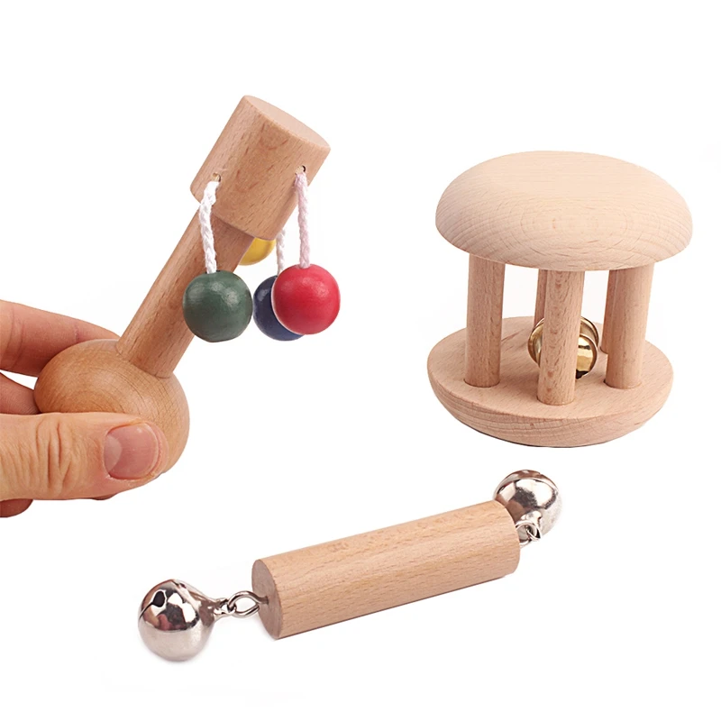 Деревянный Колокольчик для младенцев с колокольчиком|Интерактивные игрушки