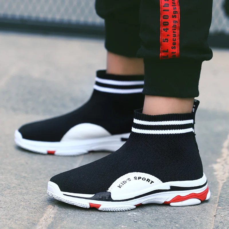 

Children Shoes Comfortable Mesh Kids Sneakers Light Socks Sneakers Child Sports High Top Flying Woven Casual Boys Girls Trainers