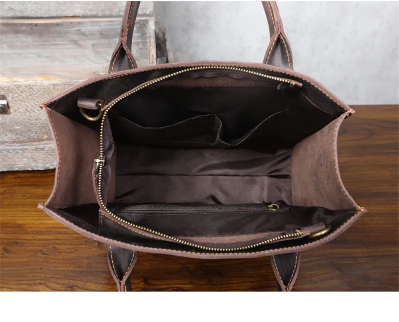 PNDME vintage crazy horse cowhide men's briefcase business simple natural genuine leather office A4 file bag handbag satchel