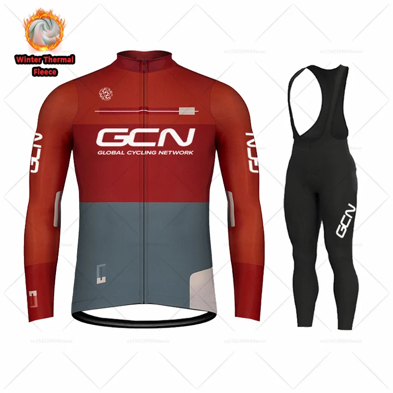 

2021 GCN New Men Winter Fleece Cycling Jersey Set Maillot Ropa ciclismo invierno MTB Bike Long sleeve Thermal Cycling Clothes