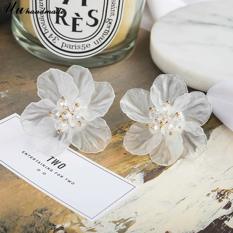 Женские полупрозрачные акриловые серьги-гвоздики серьги с цветком модные