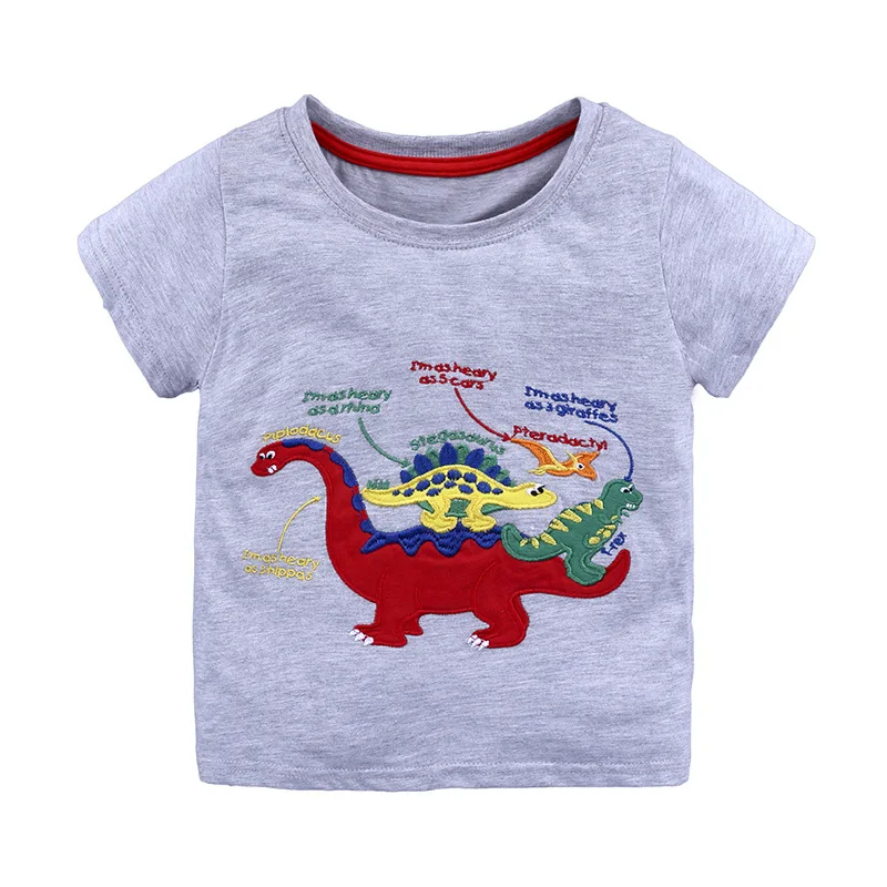 

Baby Boy T shirt Cartoon Children Clothes Dinosaur Summer Grey Short Sleeve Girls Baby Clothing Cotton Boys T shirt For Boys