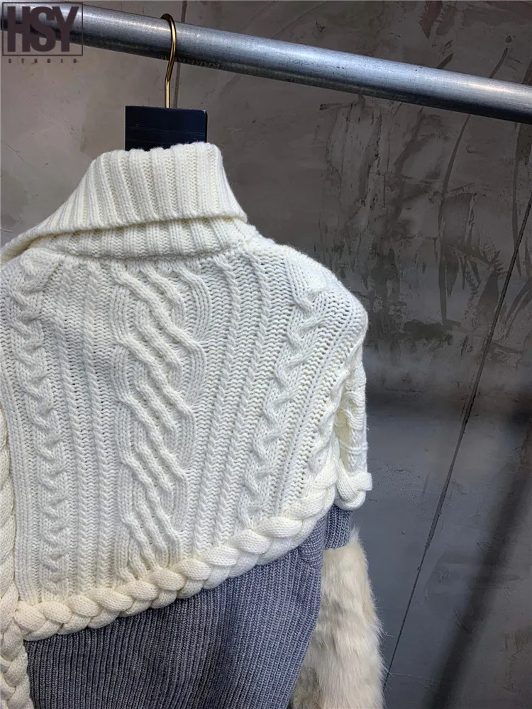 【HSY】2019 осень зима подиумная Новая женская уличная куртка с искусственным мехом