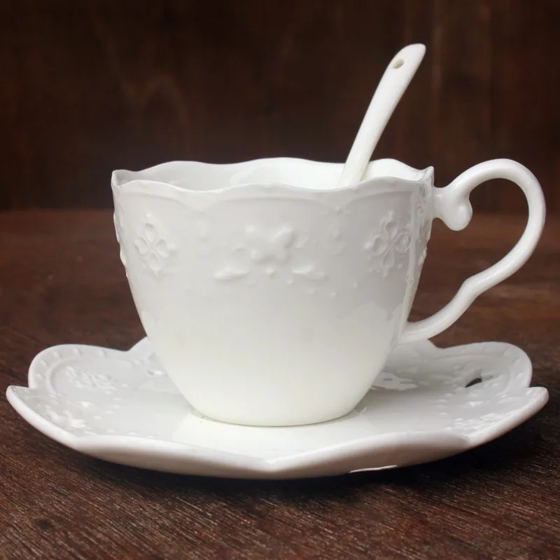 Embossed Lace Butterfly Coffee Cup and saucer set Ceramic tea Mori Young Hye | Дом и сад