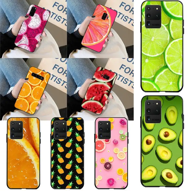

CUTEWANAN Fruit Black TPU Soft Phone Case Cover for Samsung S20 plus Ultra S6 S7 edge S8 S9 plus S10 5G