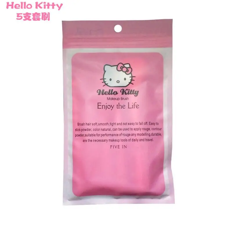 5 шт. Розовый Милый Котик с деревянной ручкой Китти Кисточки для макияжа комплект