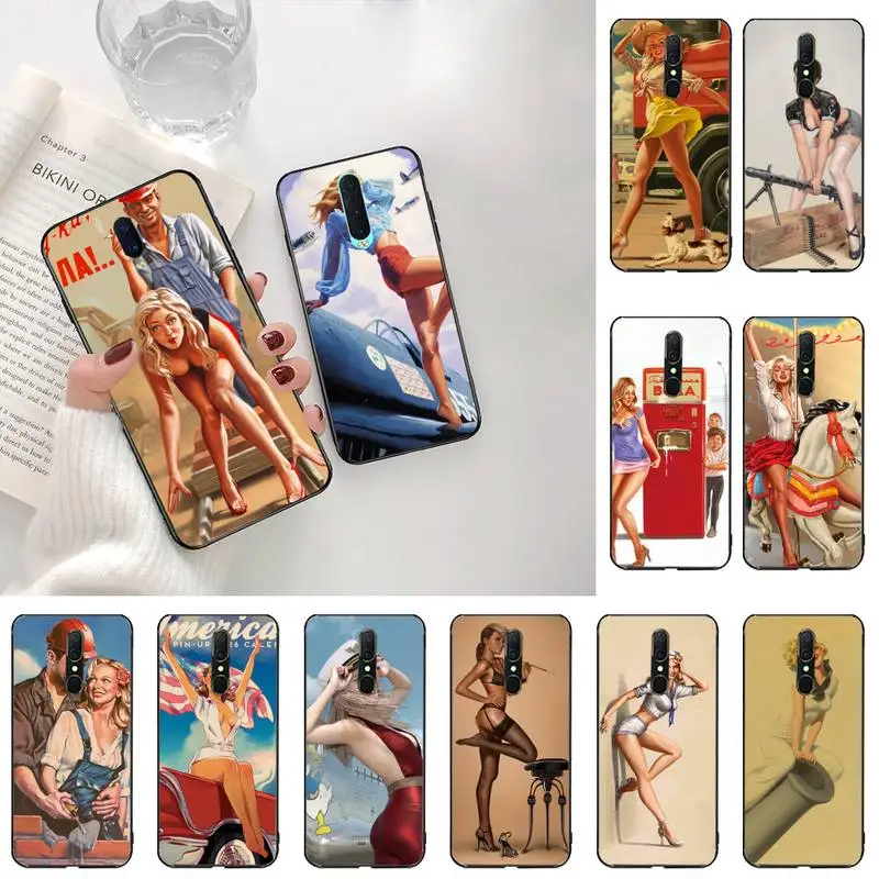 

CUTEWANAN WW2 Sexy Pin up Girl Vintege Soft Silicone TPU Phone Cover For Oppo A5 A9 2020 Reno2 z Renoace 3pro Realme5Pro