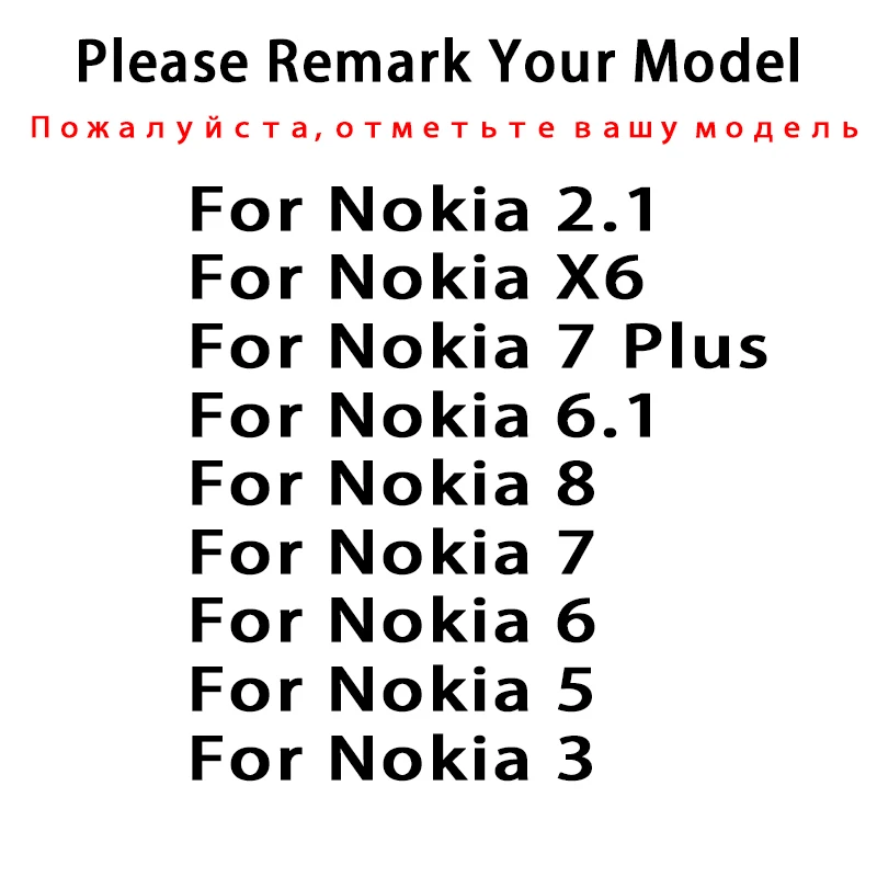 other models remark Закаленное стекло для Nokia 5 2,1 3 3,1 5,1X5 6,1X6 8,1 2 7,1 7 Plus, 8, 9, PureView 2,2 3,2 4,2 6,2 7,2 Защитная пленка для экрана - Цвет: other models remark