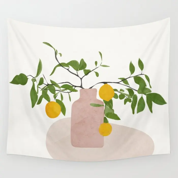 

Lemon Branches Tapestry Wall Hanging Boho Decor Cloth Tapestries Psychedelic Hippie Tapestry Mandala Wall Carpet
