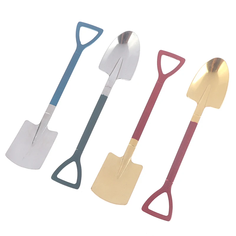 2PCS Coffee Spoon Cutlery Set Stainless Steel Retro Iron Shovel Ice Cream | Дом и сад