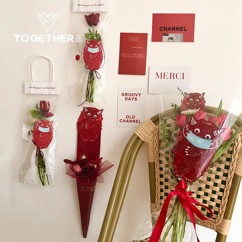 

LITTLE MONSTERS FLOWER PACKING Floral Wrapping For Florist Supplies DIY Gift Bouquet Decoration Festive