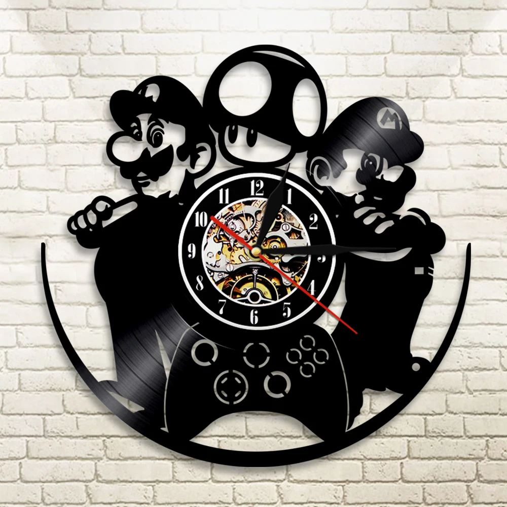 Classic Video Game Wall Art Clock Vintage Vinyl Record Room Decor Retro 80s Gift For Boys | Дом и сад