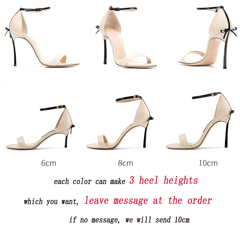 2022 New Summer Genuine leather High Quality Sexy Women Sandals Pointed Toe Bowtie Thin High Heels Party Shoes Big Sizes 41