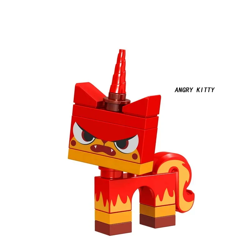 8 комплектов, мультяшный милый кот Unikitty Queasy Biznis с изображением сердитой кошечки, модель Astro Kitty, фигурки, блоки, подарок, Строительные кирпичи, игрушки для детей
