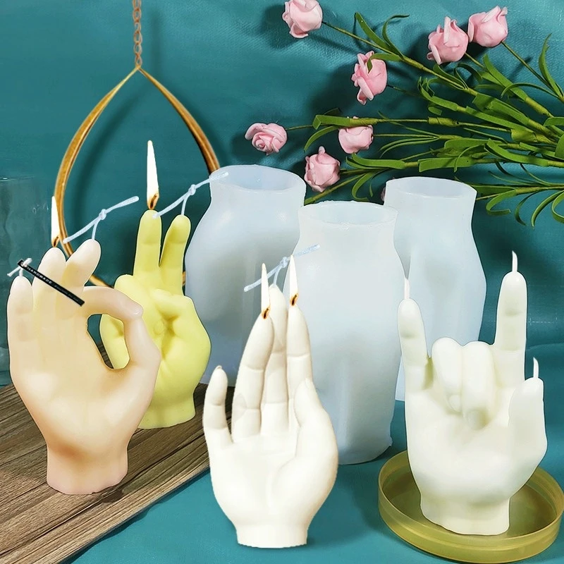 

Candle silicone mold DIY creative OK gesture aromatherapy candle gypsum cake mold candle making