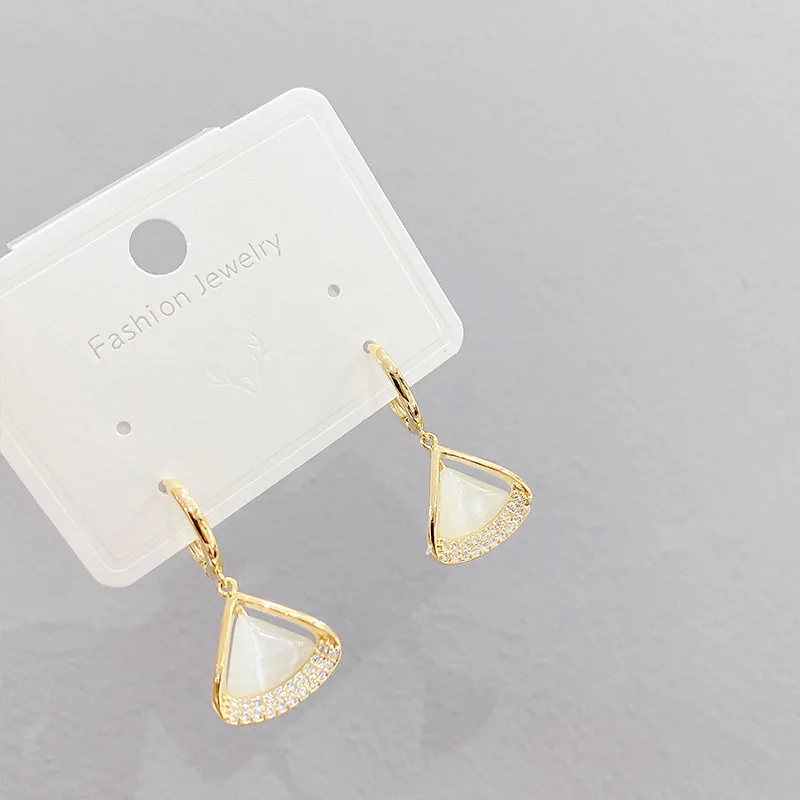 Оптовая продажа, классные стильные серьги-клипсы с опалом, персональные серьги в стиле минимализма Южной Кореи, новые модные трендовые