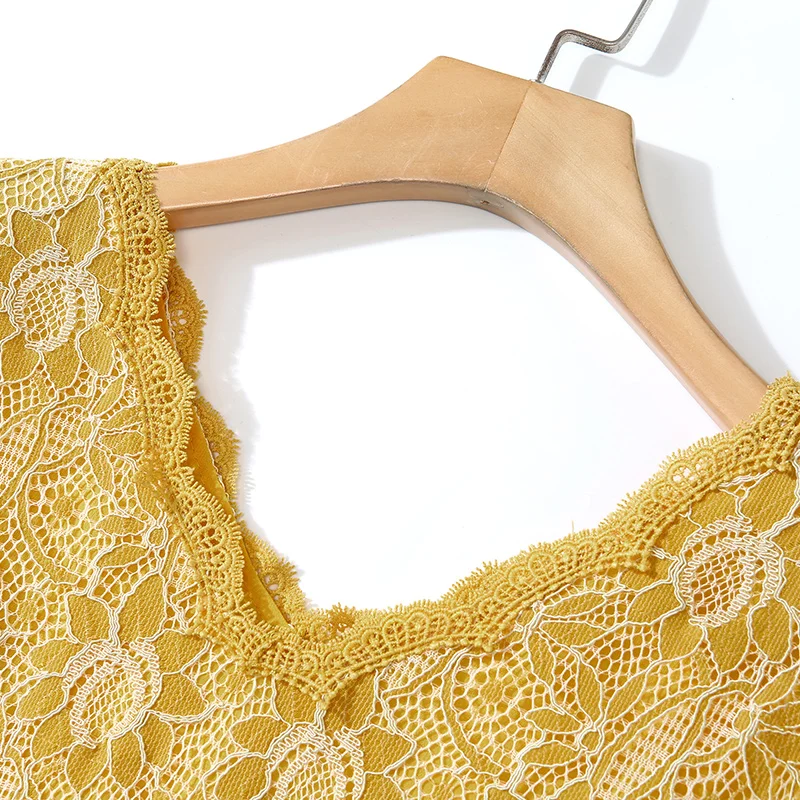 

2021 Runway A-line Lace Dress Women Hollow Out Vestido Long Sleeve Fashion Female Slim Casual Office Party Dresses