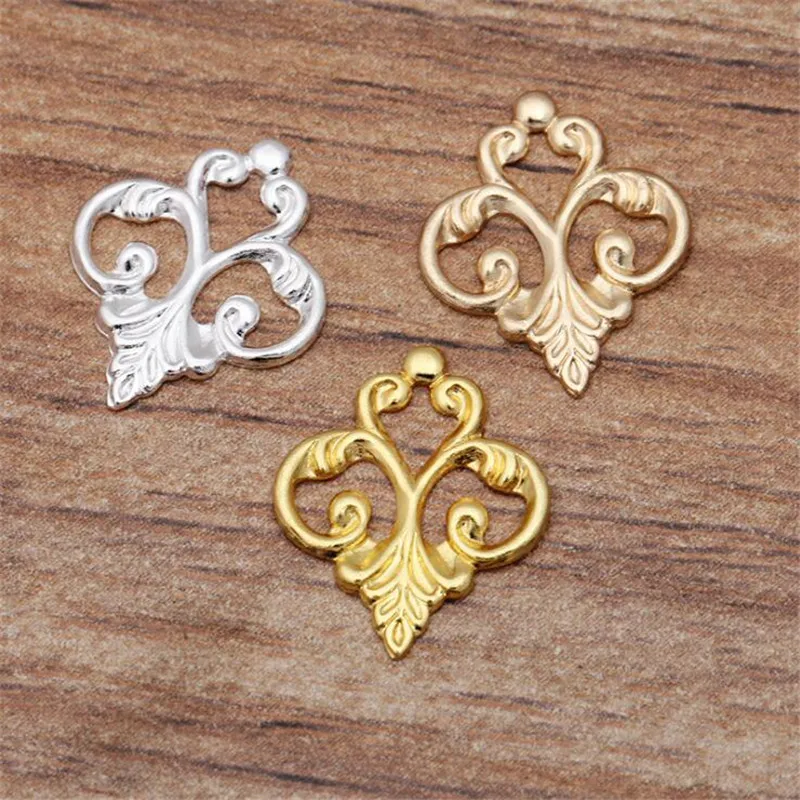

SIXTY TOWFISH 100 Pieces 15*13mm DIY Jewelry Accessories Handmade Materials Charms Brass Flower Filigree Flower Slice