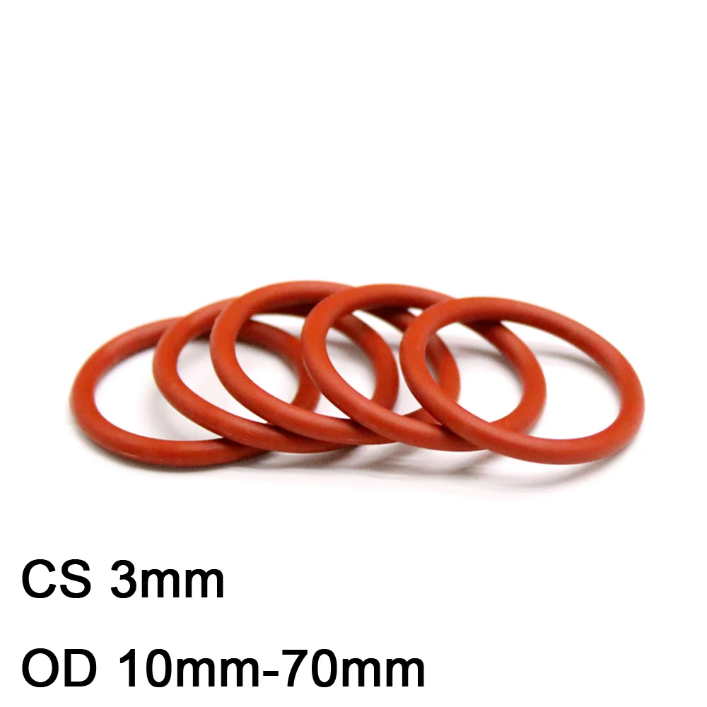 Купи 20pcs Silicon O Ring Sealing Gasket CS 3mm OD 10mm-70mm Red Food Grade Waterproof Seals Washer Rubber O-ring за 83 рублей в магазине AliExpress