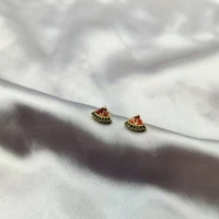 dainty mini zircon stud earrings for women simple style cute watermelon creative design korean fashion jewelry wedding gift girl