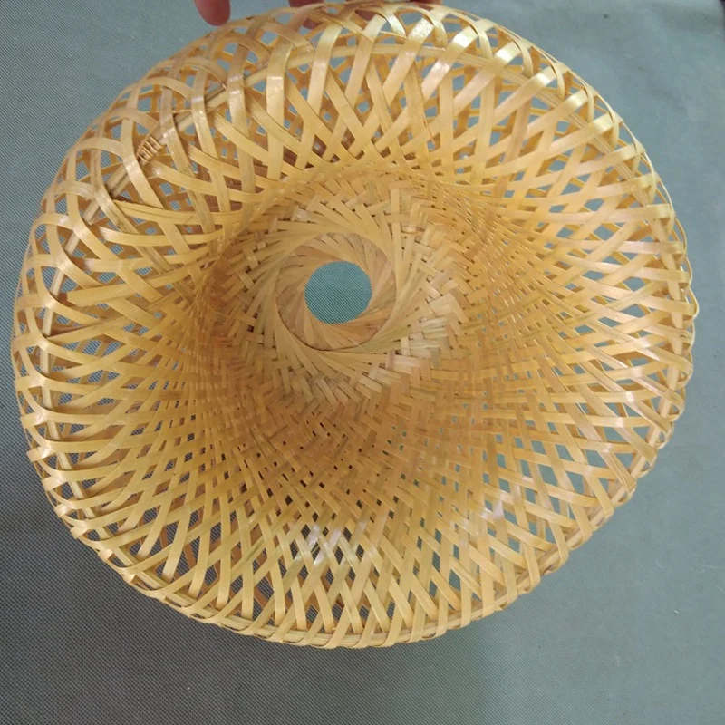 Bamboo Wicker Rattan Lampshade Hand-Woven Double Layer Bamboo Dome Lampshade Asian Rustic Japanese Lamp Design images - 6