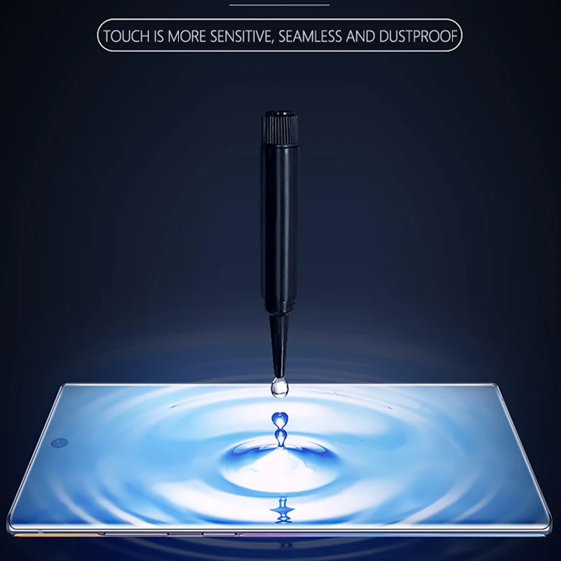Закаленное стекло 20D для защиты экрана Samsung Galaxy Note 10 Plus УФ-жидкое с полным