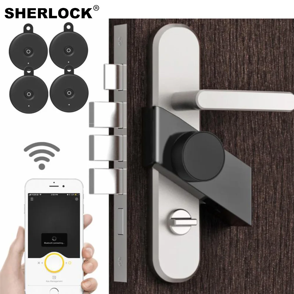 

Free Shipping Sherlock Stick Smart Lock with 4pcs Keys Phone App Control Bluetooth Electronic Wireless Keyless Lock