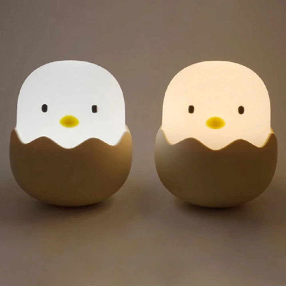 

Led Night Light For Kids Soft Silicone USB Rechargeable Night Lamp Bedroom Decor Gift Animal Chick Touch Battery/USB Charge