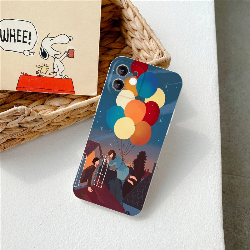 

Phone Case For iPhone 11 12 Pro Max 7 8 Plus For Huawei P20 Cartoon Anti-Fingerprint Lightweight Non-Slip Liquid Silicagel Cases