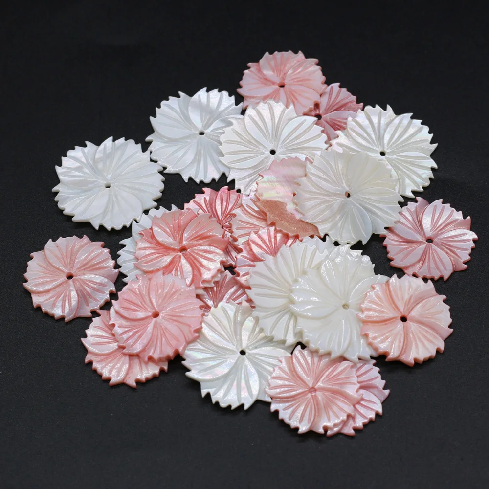 

10pcs/lot Exquisite Flower Shape Natural Freshwater Shell Loose Beads Charms for Making Jewelry Necklace Accessories