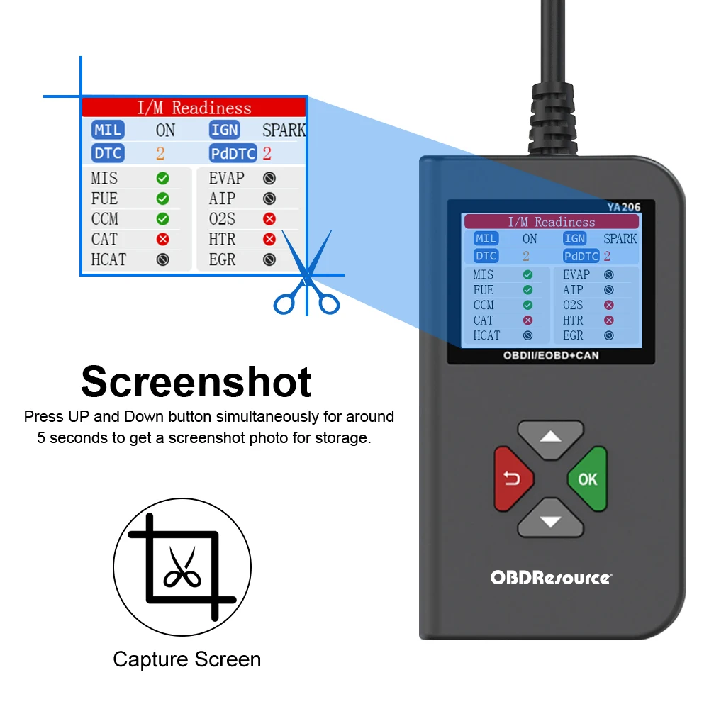 Диагностический сканер YA206 OBD2 профессиональный для диагностики двигателя |