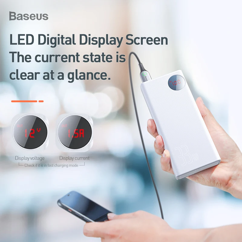 Baseus 30000mAh внешний аккумулятор PD3.0 QC3.0 быстрое зарядное устройство для путешествий