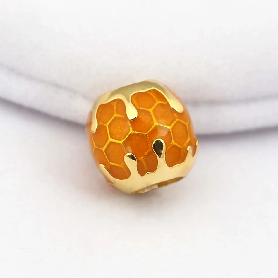 Оригинальные золотистые бусины золотистого цвета с желтой эмалью блестящие