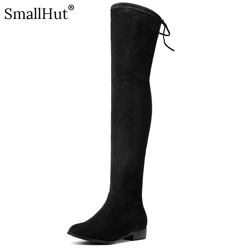 По сравнению с сапоги до колена Новые круглый носок женские ботинки на