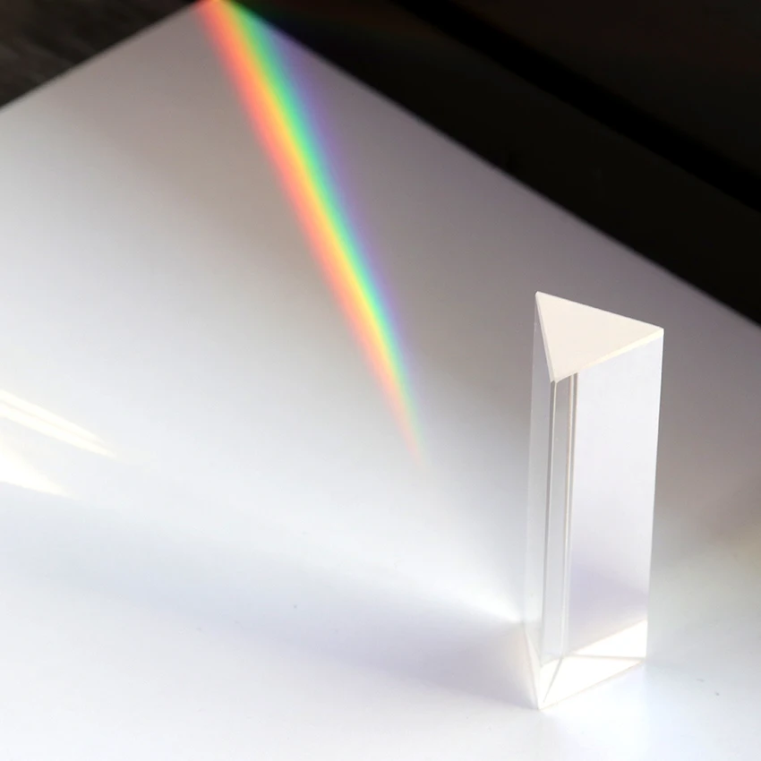 1PC prisma Triangular óptico prismas de vidrio enseñanza de la física refractada del espectro de luz arco iris de equipos de enseñanza 25x25x80mm