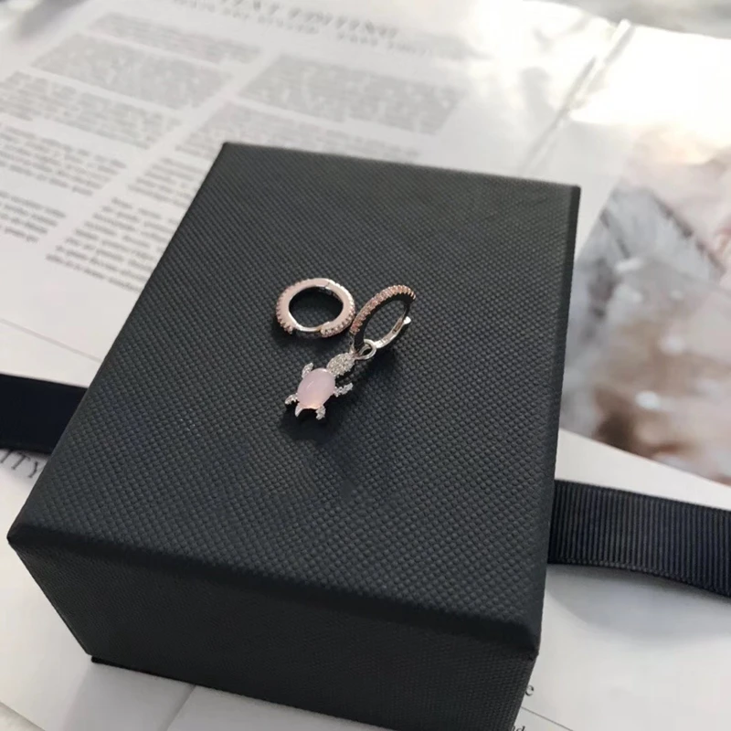 Женские серьги гвоздики в виде морских черепах розовое циркониевое украшение из