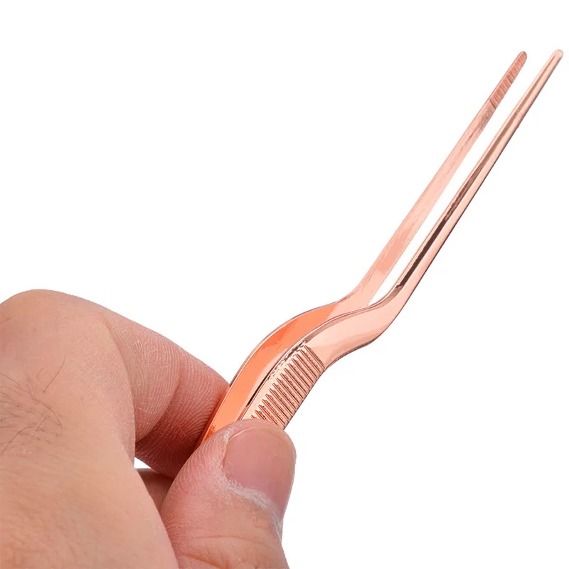 

1 Set 14cm Chef Plating Tweezer Tongs Rose Gold Tweezer Chef Pliers Grill Plating Serving Kitchen Tool