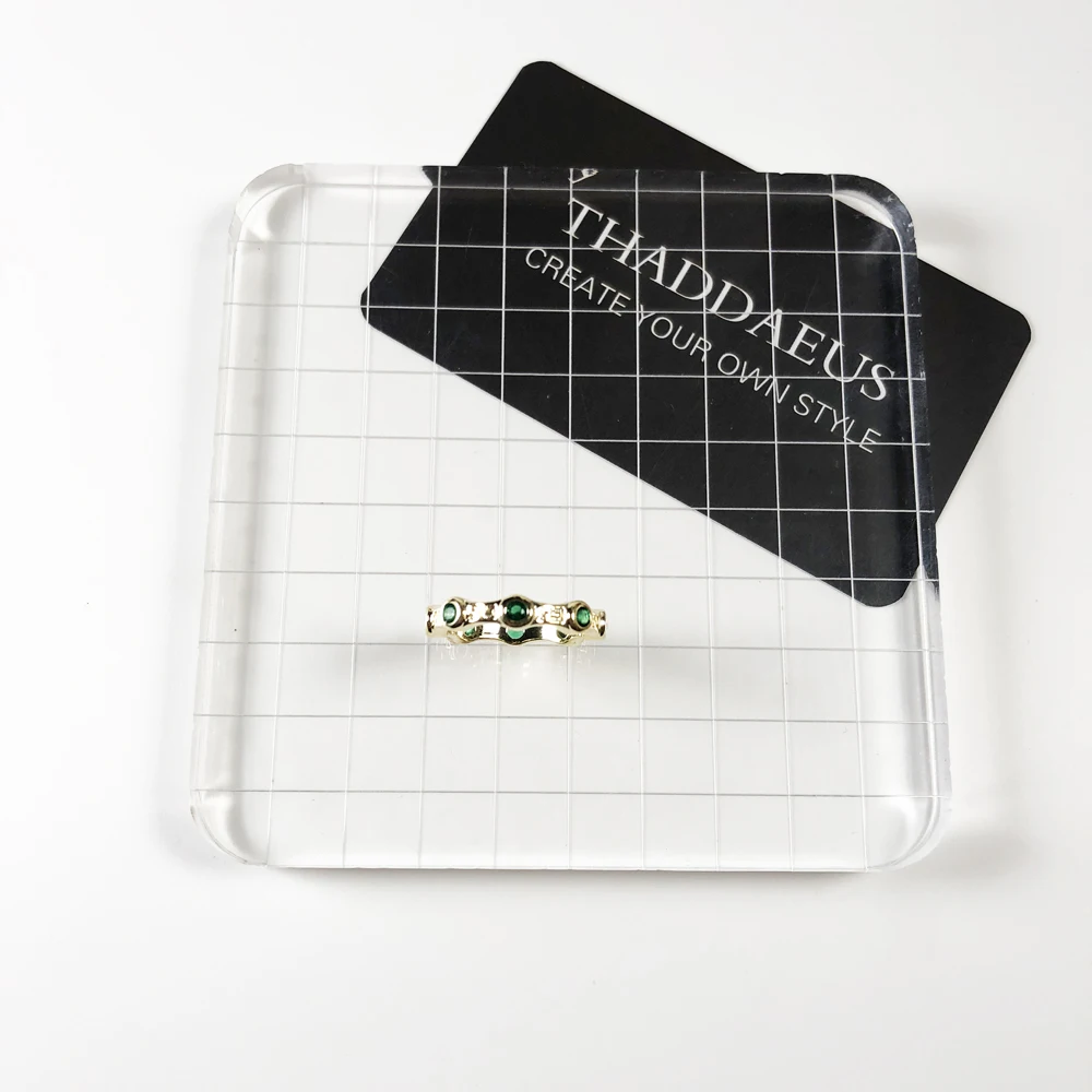 Кольцо золотой зеленый камень брендовая Новая Европа Стиль Glam Модные