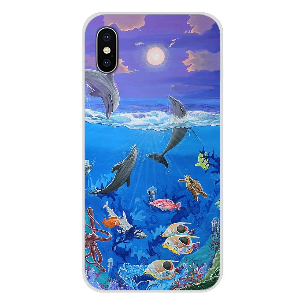 ocean dolphin Dance And Jumping Silicone Phone Shell Covers For Xiaomi Redmi 4A S2 Note 3 3S 4 4X 5 Plus 6 7 6A Pro Pocophone F1 | Мобильные