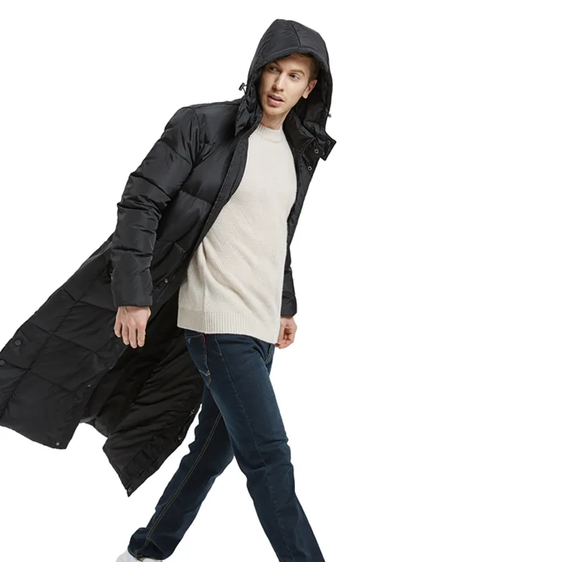 2020 Winter Men's Long Coat Fashion Thick Warm Slim Casual Hooded Jackets Long Sleeve High Quality Cotton Jacket Black Plus Size