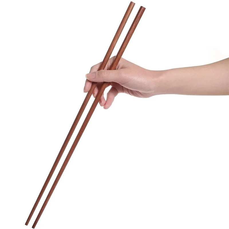 

1 Pair of Cooking Chopsticks Extra Long Wooden Kitchen Wok 42 Cm Brown Hot Pot Ramen Cooking Hotel Extra Long Chopsticks