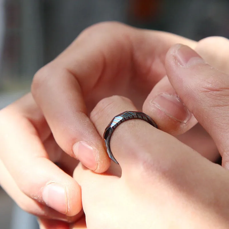 Титановый сплав синий EDC дамасское высококачественное металлическое кольцо