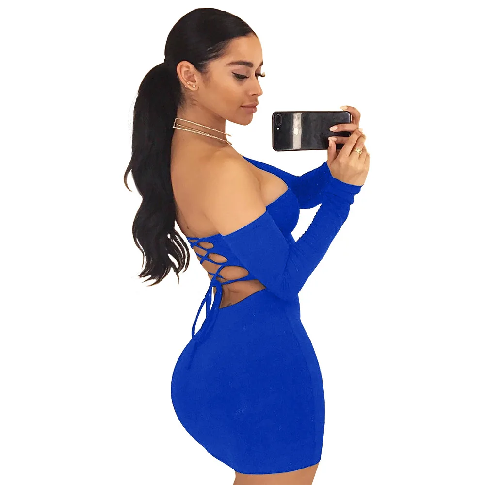 

2021 Summer Nightclub Bag Hip Skirt Sexy Tube Top Short Skirt Plus Size Women's Long-sleeved Backless Dress women