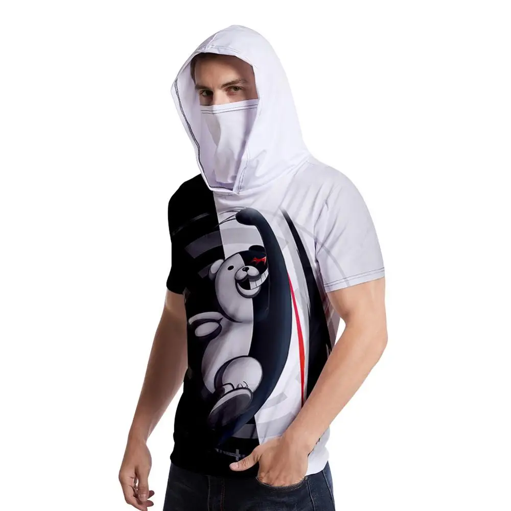 Футболка Danganronpa с милым медведем Монокума 3D Забавные футболки капюшоном для