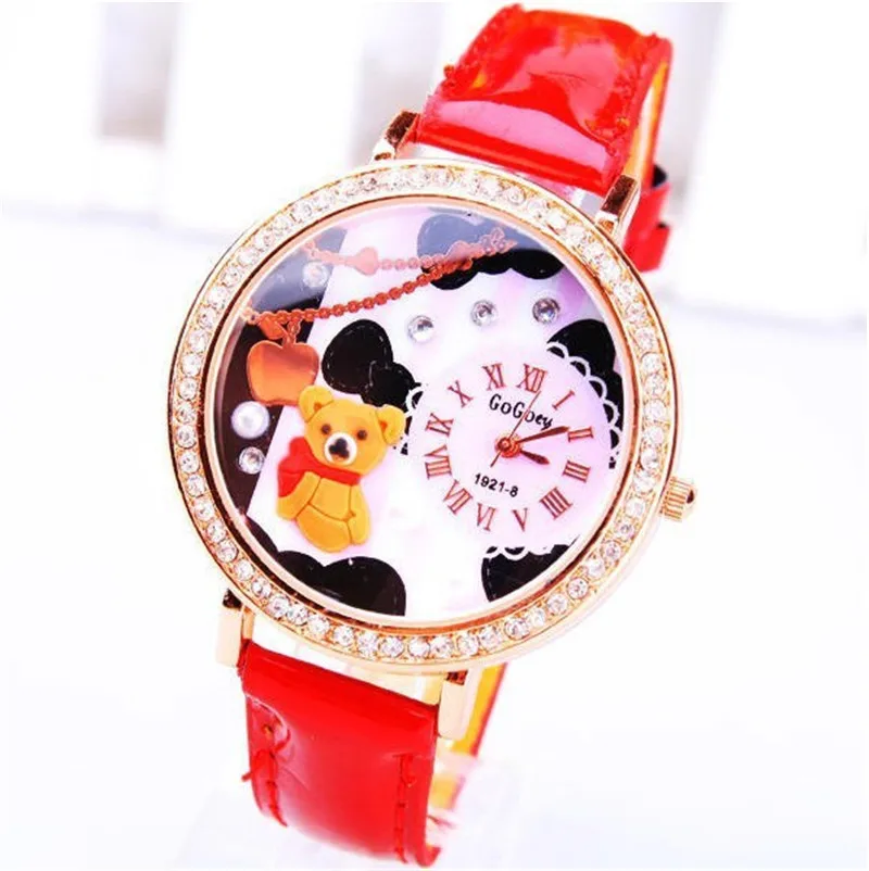 2020 Women Watches Fashion Bear Handmade POLYMER CLAY Pink Watch Femael Wristwatch Leather Relogio Feminino | Наручные часы