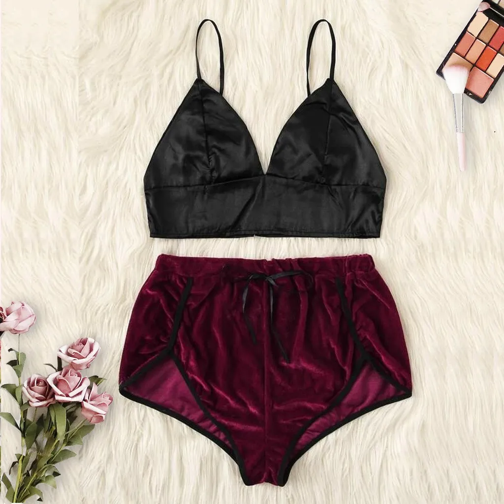 2019 женское сексуальное белье комплект с бюстгальтером Женский атласный бархат