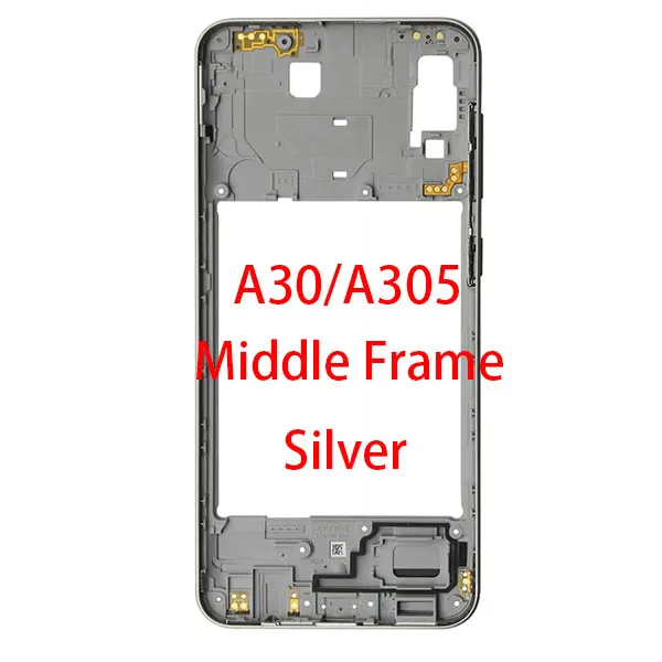 Для samsung A20 A30 A40 A50 A205F A305F A405F A505F спереди Корпус ЖК-дисплей средняя рамка задняя пластинчатый Корпус чехол-накладка - Цвет: A30 mid-frame-Silver