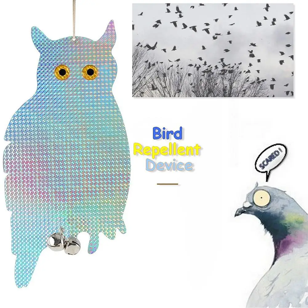 

2PCS/Set Bird Repellent Scare Device Fake Owl Hanging Reflective and Holographic Woodpecker Deterrent Keep Birds Pigeons Away
