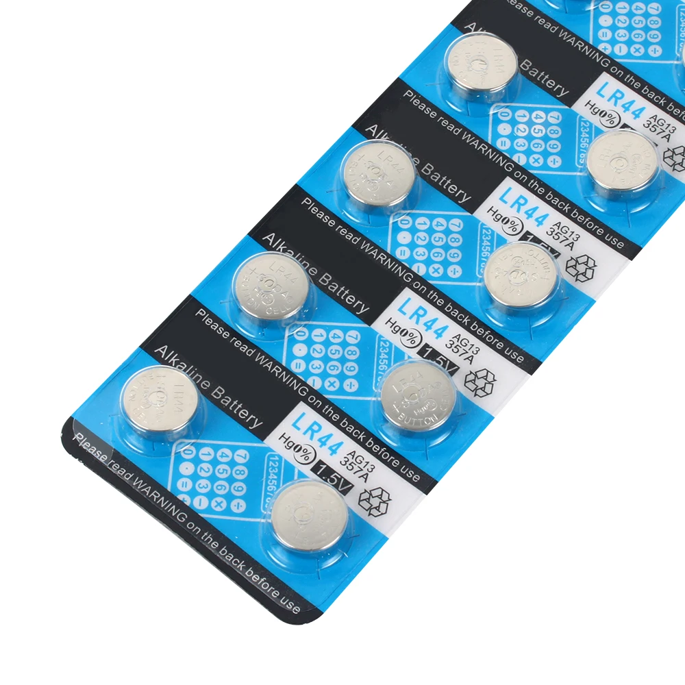 

10pcs AG13 LR44 LR1154 SR44 A76 357A 303 357 LR44W Battery Button Coin Cell 1.55V Alkaline For Watches Toys drop shipping